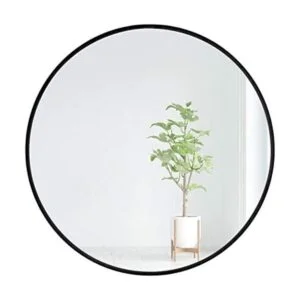 EMAISON Espejo redondo de pared negro espejo rústico mate_1