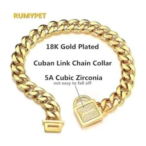 RUMYPET Collar de cadena de oro para perro con cadena de_4