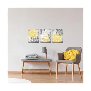 RyounoArt 3 piezas amarillo gris baño pared arte_4