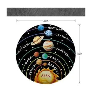 Cinbloo Alfombra redonda con sistema solar para niños_4