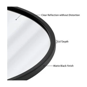 EMAISON Espejo redondo de pared negro espejo rústico mate_4