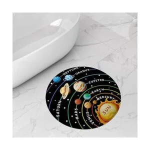 Cinbloo Alfombra redonda con sistema solar para niños_2