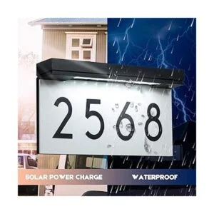 Números de casa alimentados por energía solar placas de_3