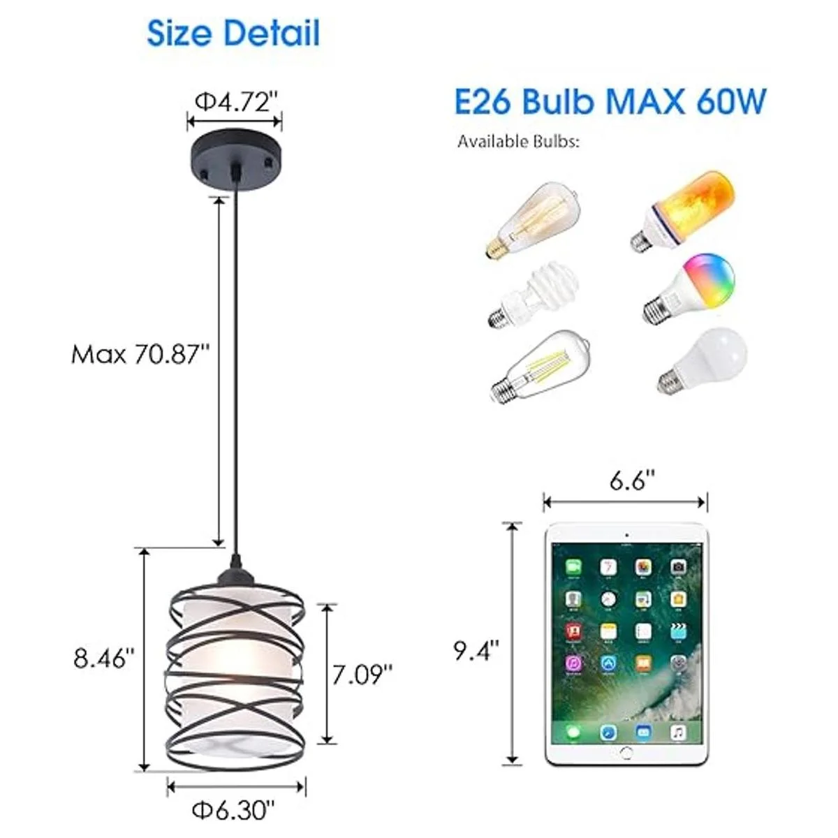 Lámpara colgante moderna de isla de cocina 6.30 pulgadas_7