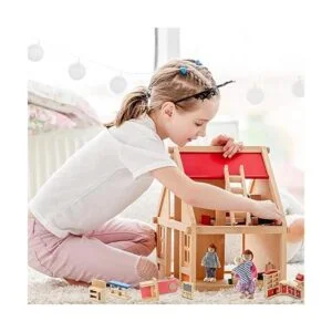 Muebles de casa de muñecas de madera con 8 piezas_5