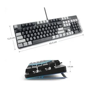 Merdia Teclado mecánico para juegos con interruptor negro_4