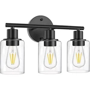 Lámpara de baño de 3 luces luces de pared de baño negras_1