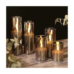 Eywamage Paquete de 5 velas de pilar sin llama delgadas en_5