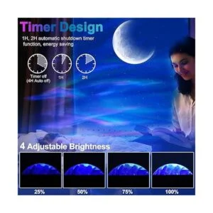 Cadrim Proyector de estrellas Aurora con luna proyector_3