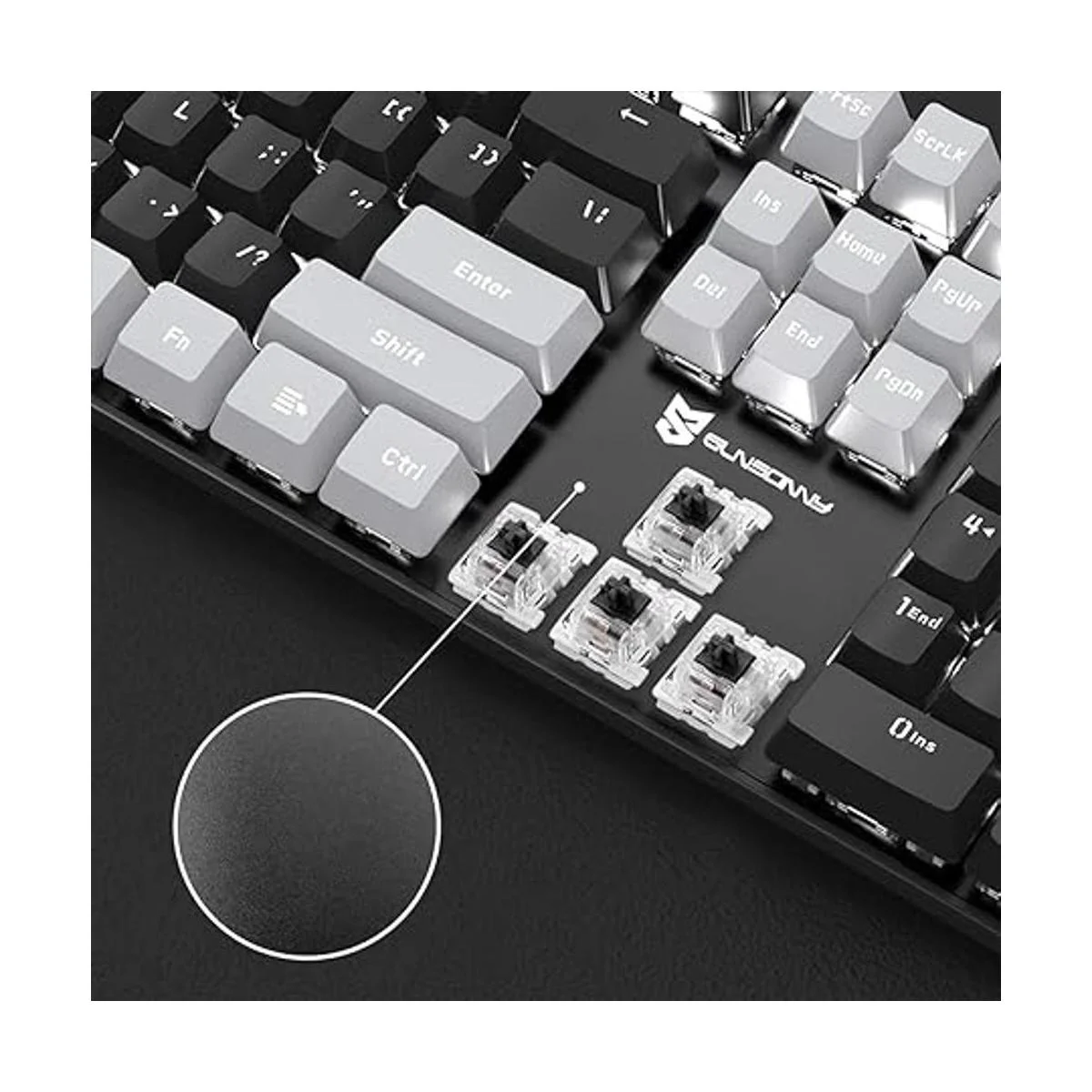 Merdia Teclado mecánico para juegos con interruptor negro_2