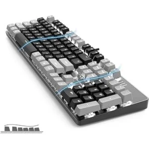 Merdia Teclado mecánico para juegos con interruptor negro_3