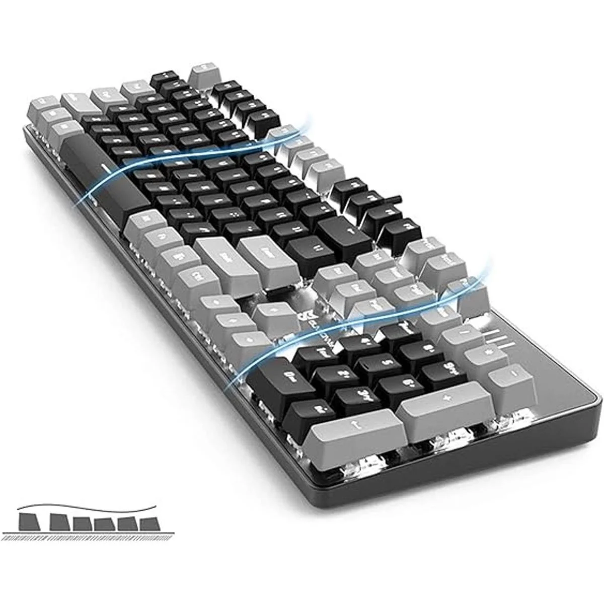 Merdia Teclado mecánico para juegos con interruptor negro_3
