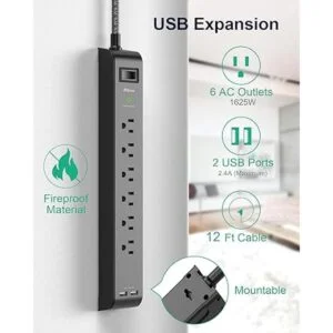 Protector contra sobretensiones de 12 pies de largo con 6_2