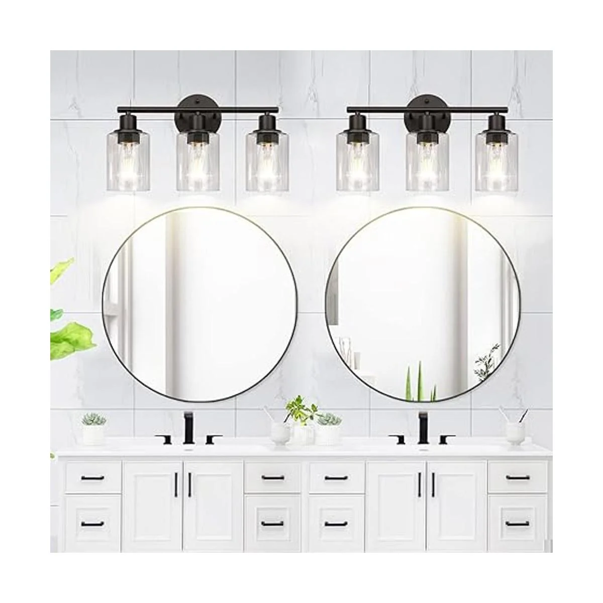 Lámpara de baño de 3 luces luces de pared de baño negras_3