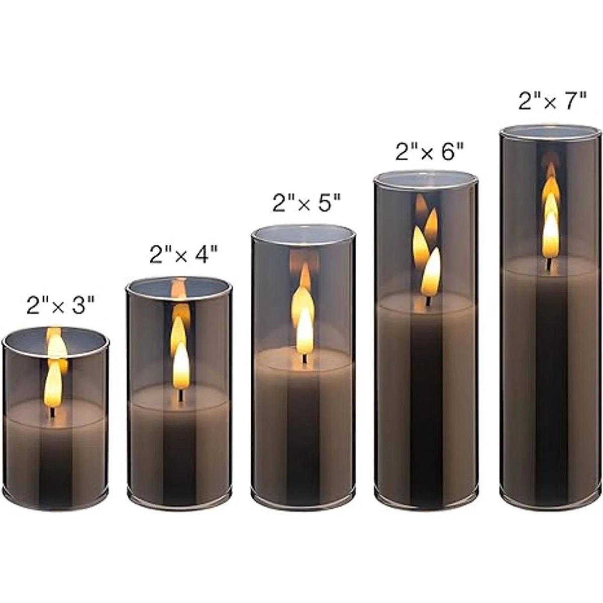 Eywamage Paquete de 5 velas de pilar sin llama delgadas en_2