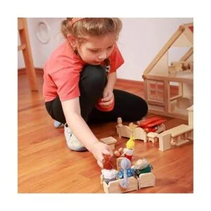 Muebles de casa de muñecas de madera con 8 piezas_6