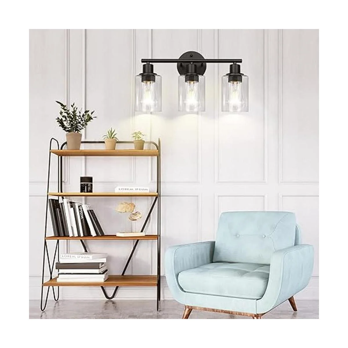 Lámpara de baño de 3 luces luces de pared de baño negras_4