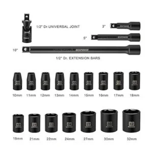 MIXPOWER Juego de enchufes de impacto poco profundo de 12_4