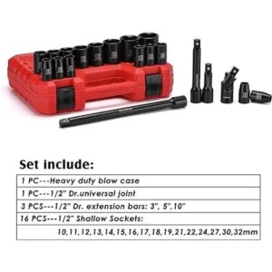 MIXPOWER Juego de enchufes de impacto poco profundo de 12_3