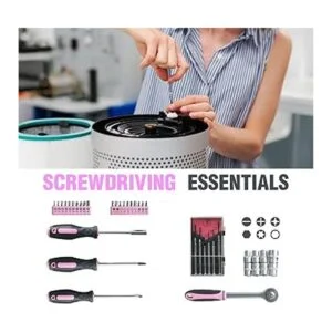 FASITE Juego de herramientas de 53 piezas rosa para el_7