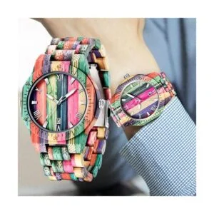 Relojes de madera para hombre hechos a mano coloridos_5