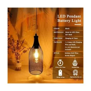 JHY DESIGN Lámpara colgante negra con pilas lámpara_3