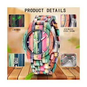 Relojes de madera para hombre hechos a mano coloridos_4