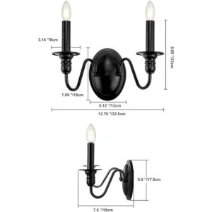 KMaiPem Apliques de pared de vela apliques negros mate_4