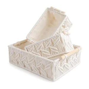 ANMINY Juego de 3 cestas de almacenamiento de macramé_2