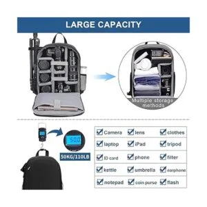 Cwatcun Mochila impermeable para cámara Canon Nikon Sony_3