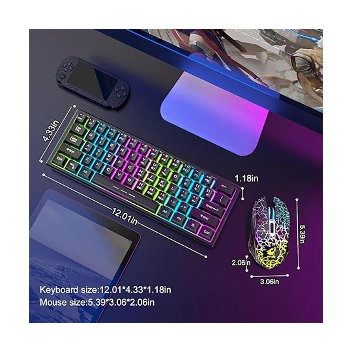 Combo de teclado y mouse inalámbrico para juegos teclado_5