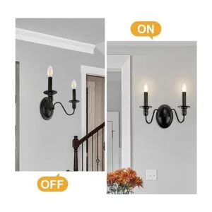 KMaiPem Apliques de pared de vela apliques negros mate_5