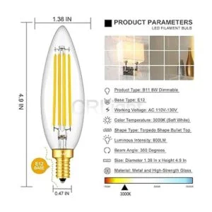 CRLight Bombilla LED de 8 W 3000 K color blanco suave_3