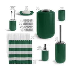 Hunter Green Juego de accesorios de baño de 9 piezas con_2