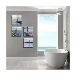 QTESPEII 4 piezas náuticas para decoración de baño faro_3