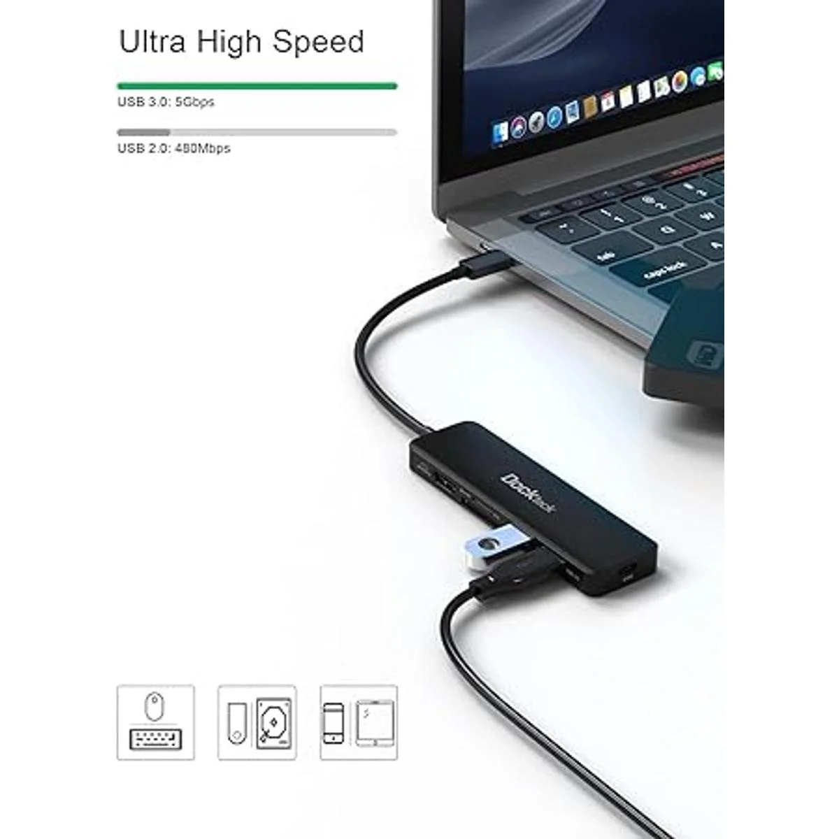 Adaptador USB C Hub HDMI PD Dockteck 6 en 1 tipo C con 4K_6