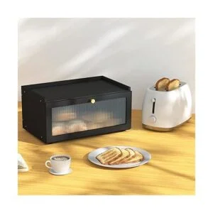 ETMI Caja de pan negro para encimera de cocina gran caja_2