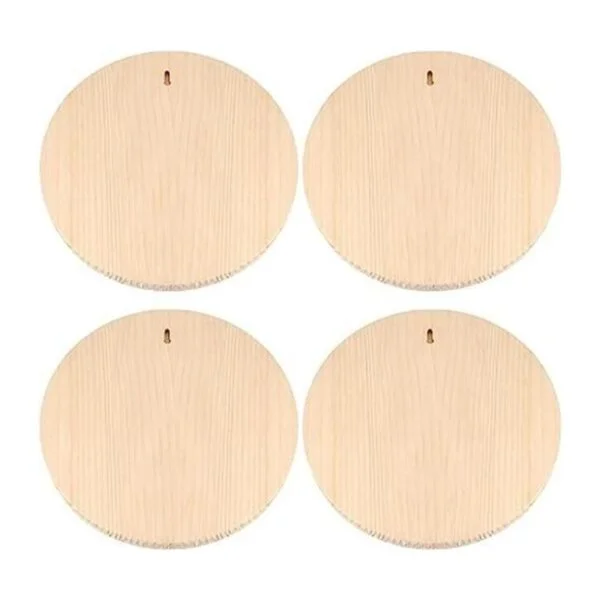 MUKLEI Paquete de 4 placas redondas de madera de 12_1
