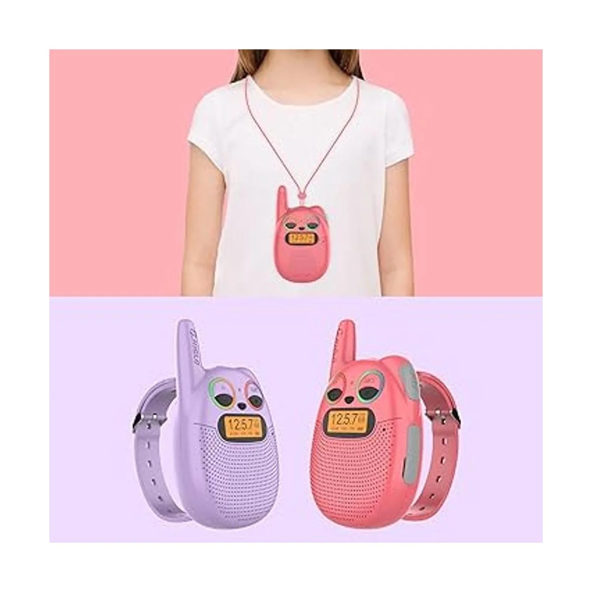 Qniglo Walkie Talkies recargables para niños paquete de 2_2