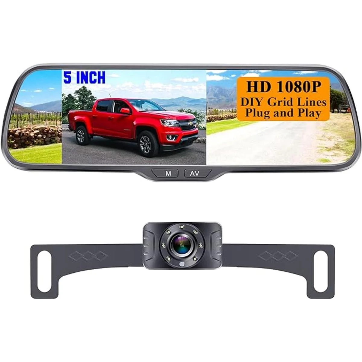 Cámara de respaldo para automóvil HD 1080P con monitor de_1