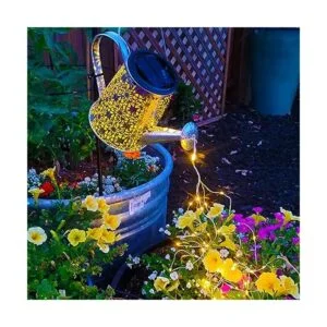 VOOKRY Regadera solar con luces luces solares grandes_2