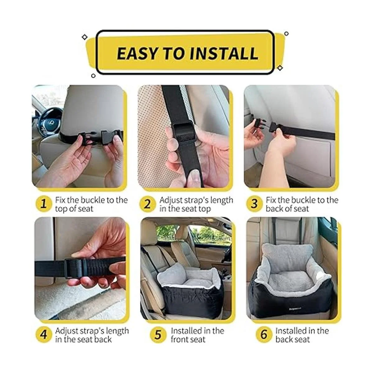 BurgeonNest Asiento de automóvil para perros pequeños_5