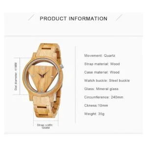 Colorful Wooden Watch Mens Skeleton Dial Full Wood Quartz_6