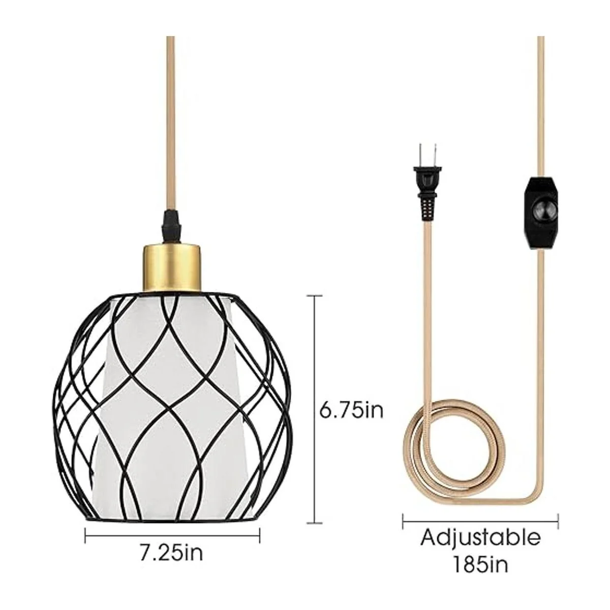 Lámpara colgante enchufable luces de araña colgantes de_5