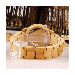 Colorful Wooden Watch Mens Skeleton Dial Full Wood Quartz_4