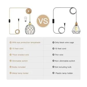 Lámpara colgante enchufable luces de araña colgantes de_2