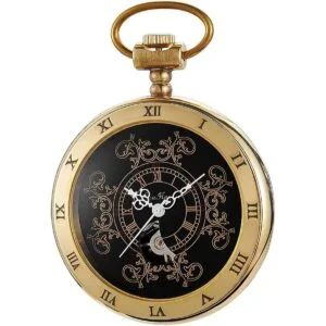 Vintage Gold Roman Number Dial Steampunk Mechanical Pocket_1