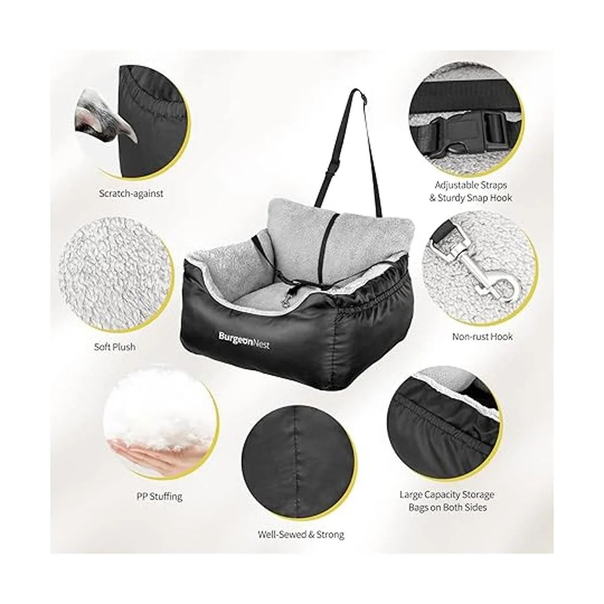 BurgeonNest Asiento de automóvil para perros pequeños_6