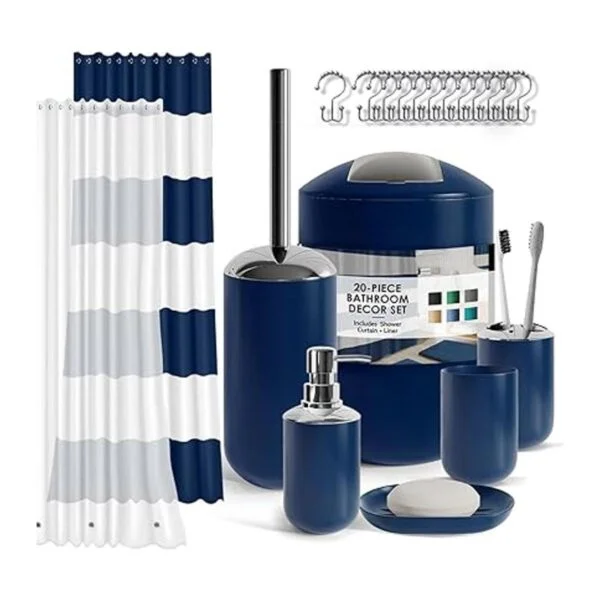 Juego de accesorios de baño azul marino juego de 9 piezas_1
