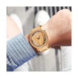 Colorful Wooden Watch Mens Skeleton Dial Full Wood Quartz_7